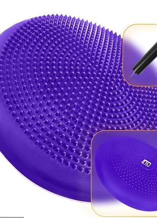 Балансувальна подушка масажна easyfit balance cushion-a 33 см з насосом, реабілітації та постави до 120 кг фіолетовий (ef-1840s-v)