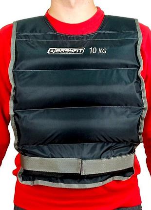 Жилет утяжелительный easyfit ef-vst, 10 кг, чёрный, 36×114 см, песок - для фитнеса, функциональных тренировок и кроссфита