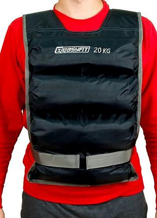 Жилет утяжелительный easyfit ef-vst, 20 кг, чёрный, 36×126 см, песок - для фитнеса, функциональных тренировок и кроссфита
