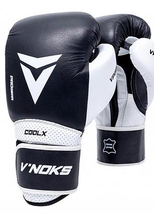 Боксерські рукавиці v`noks aria, білі, шкіряні, 14 унцій (397г.) для спортсменів 80-90 кг. (40218)
