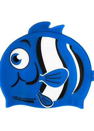 Шапочка для плавання aqua speed zoo nemo, дитяча, силіконова, синя, універсальний розмір osfm (115-10-nemo)