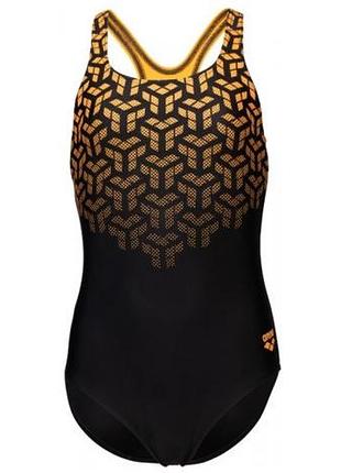 Купальник для девочек arena kikko v swimsuit swim pro back (upf 50+) 116 см черно-желтый (006748-530-116)