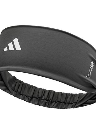 Пов’язка на голову adidas, спортивна, еластична, 7 см, широка конструкція, чорна (adac-16400bk)