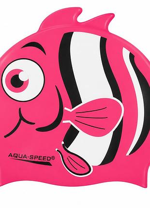 Шапочка для плавання aqua speed zoo nemo, дитяча, силіконова, коралова, універсальний розмір osfm (115-03-nemo)