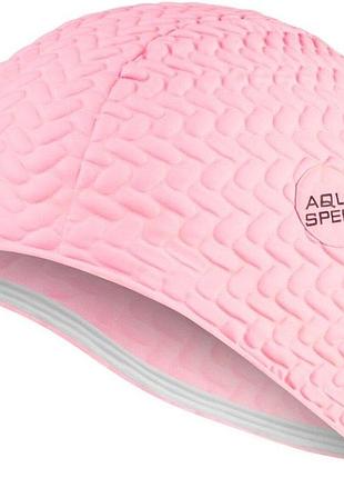 Шапочка для плавання aqua speed bombastic tic-tak, для довгого волосся, латексна, рожева, універсальний розмір osfm (117-03)