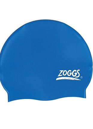 Шапочка для плавания zoggs, взрослая, силиконовая, синій, универсальный размер osfm (305604)