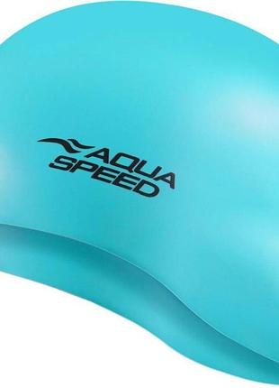 Шапочка для плавання aqua speed mono, силіконова, блакитна, універсальний розмір osfm (111-02)