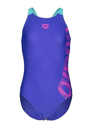 Купальник для дівчат arena graphic swimsuit v back (upf 50+) 164 см фіолетово-рожевий (010407-880-164)