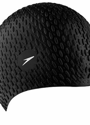 Шапочка для плавання speedo bubble cap, силіконова, чорна, універсальний розмір osfm (8-709290001)