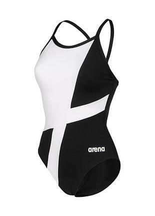 Купальник закрытый для женщин arena diamond swimsuit lightdrop bac (upf 50+) черно-белый 38 (007757-510-38)
