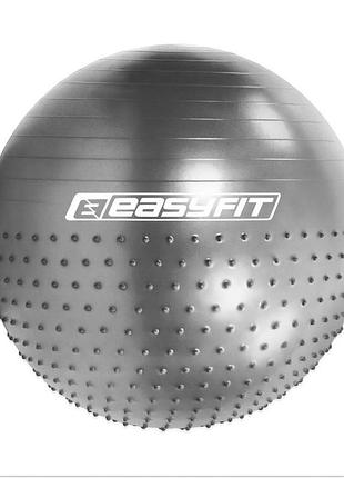 Мяч для фитнеса (фитбол) полумассажный easyfit hybrid ef-3012-gy, ø75 см, для роста 180-195 см,серый