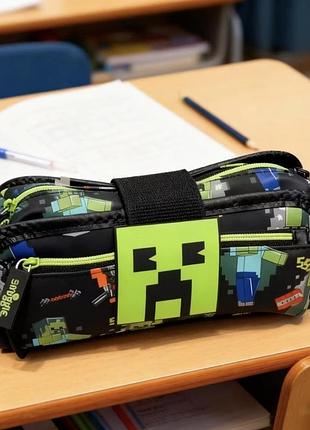 Пенал smiggle minecraft оригінал (кріпер) подвійний розкладний