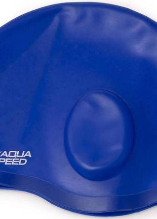 Шапочка для плавання aqua speed ear cap comfort, силіконова, синя, універсальний розмір osfm (289-01)