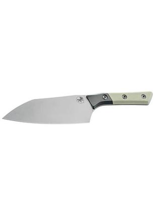 Нож кухонный microtech santoku knife stonewash titanium bolster g-10 ivory