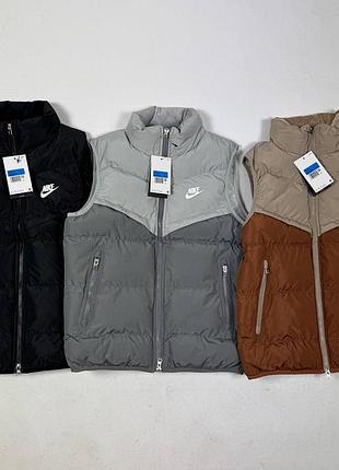 Жилетка nike storm-fit утеплена безрукавка оригінал (чорна/сіра/коричнева) xxl