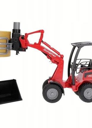 Ігровий набір bruder schäffer compact loader 2630 із захватом для тюків і рулоном сіна, масштаб 1:16 (пошкоджена упаковка)