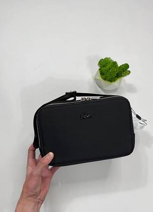 Сумка через плече lacoste crossbody black/сумка через плече лакоста чорна чоловіча/месенджер лако