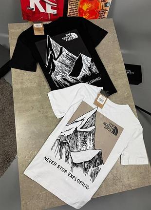Футболка the north face never stop exploring чоловіча з принтом гір/футболка тнф чорна/біла m