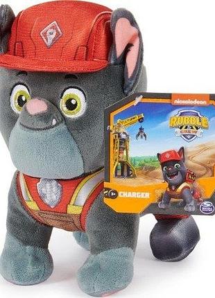 Мягкая игрушка spin master paw patrol rubble & crew charger (чарджер), 20 см