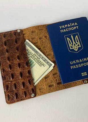 Обкладинка на паспорт (коричнева фактурна шкіра) walltory