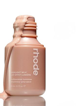 Зволожуючий хайлайтер-молочко для обличчя і тіла rhode highlight milk multipurpose luminizer (02 pearly champagne) 65 ml