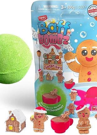 Детская бомбочка для ванной zimpli kids gingerbread surprise baff bombz с фигуркой-сюрпризом