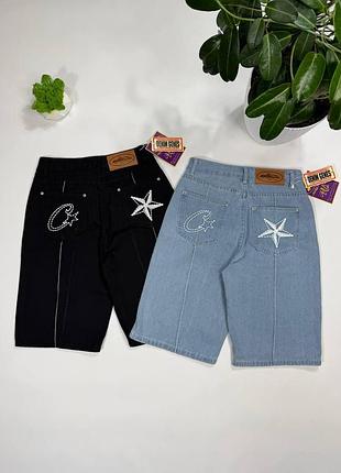 Шорты corteiz denim / джинсовые шорты corteiz/шорты кортейз черные синие/шорты мужские