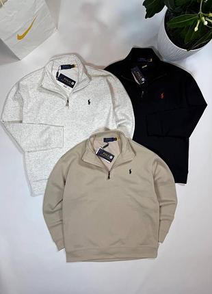 Светр polo ralph lauren half zip — преміум'якість, базові кольори (чорний/беж/сірий) xl