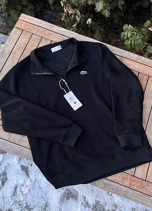 Стильный мужской полузамок lacoste черный | премиум качество| зип худи лакоста | свитер лакоста s