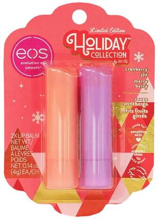 Набір бальзамів для губ eos cranberry joy & merry berry 2-pack lip balm