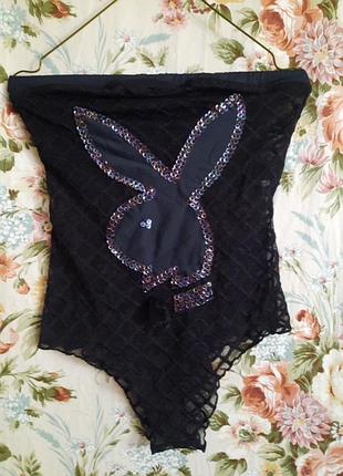 Сетчатый боди с зайчиком playboy, s