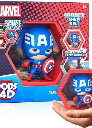 Коллекционная фигурка wow! pods 4d marvel captain america no455 – капитан америка с 4d-фоном