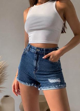 Жіночі джинсові шорти h&m high waist s 100% бавовна