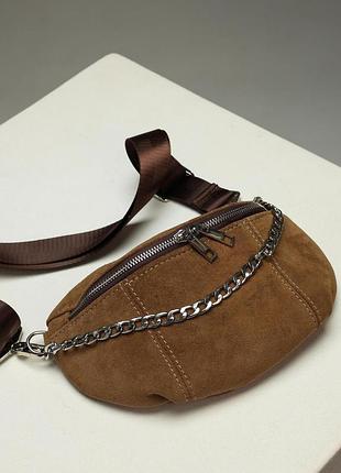 Женская бананка из натуральной замши (капучино) sw130-4
