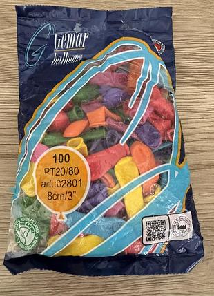 Повітряні кульки gemar balloons pt20/80 (3" / 8 см), 100 шт. (водяні бомбочки)