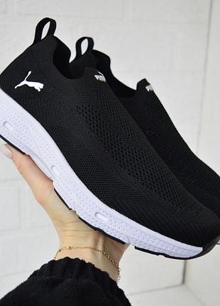 Puma black white – мужские мокасины черные с белым, размер 44 (28 см) 46