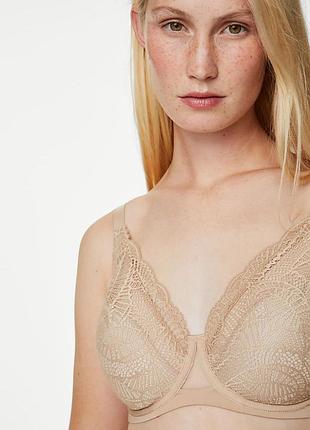 Нюдовий мереживний бюстгальтер m&s (marks & spencer), розмір 80а