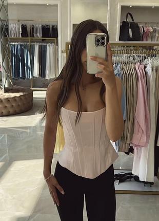 Атласний топ-корсет рожевий zara розмір l