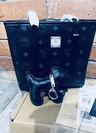 Mcm сумка-тоут visetos black оригинал + шарм-собачка + пыльник + коробка