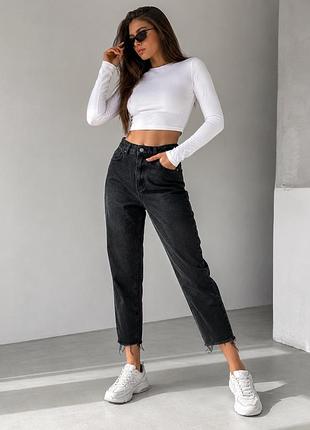 Чорні укорочені джинси mom lovest 28 s/m високої посадки