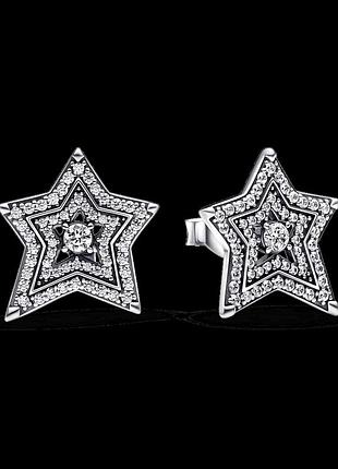 Серебряные серьги "ассиметричные небесные звёзды" 292415c01