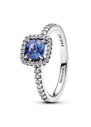 Серебряное кольцо pandora "блестящий синий квадрат" 193555c01 50