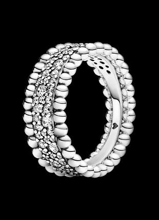 Серебряное кольцо pandora с металлическими шариками и паве 198676c01 56