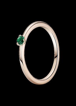 Серебряное кольцо пандора с зеленым камнем 189259c05