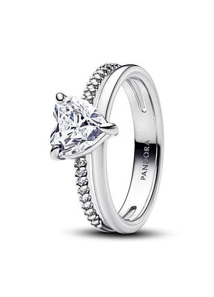 Серебряное кольцо pandora "сердце" двойное 193100c01 58