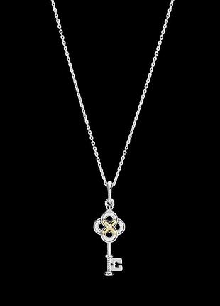 Серебряное колье pandora "ключ и цветок" 399339c01