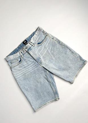 H&amp;m мужские джинсовые шорты светлые удлиненные из толстой прочной ткани джинсы размер s m