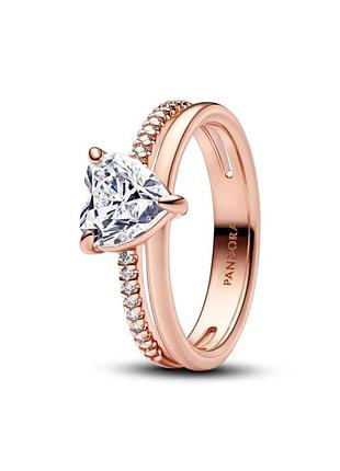 Каблучка pandora "блискуче серце" подвійна 183100c01 52