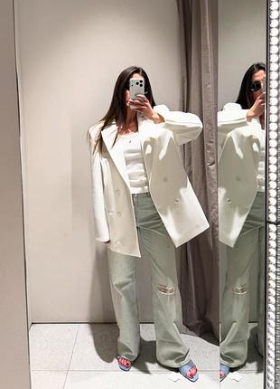 Оверсайз білий блейзер піджак жакет zara