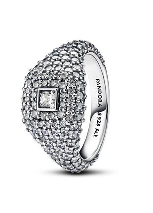 Срібна каблучка pandora коктейльна "квадрат з паве" 193556c01 50